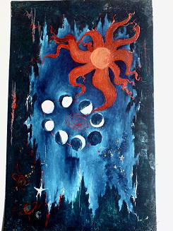 Czerwone s�o�ce ponad ksie�ycami